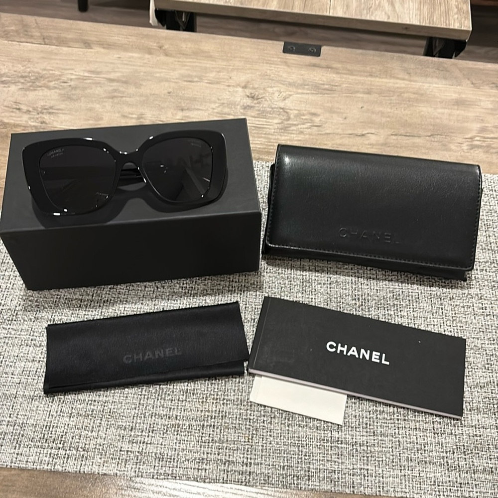 Chanel acetate strass polarized square sunglasses